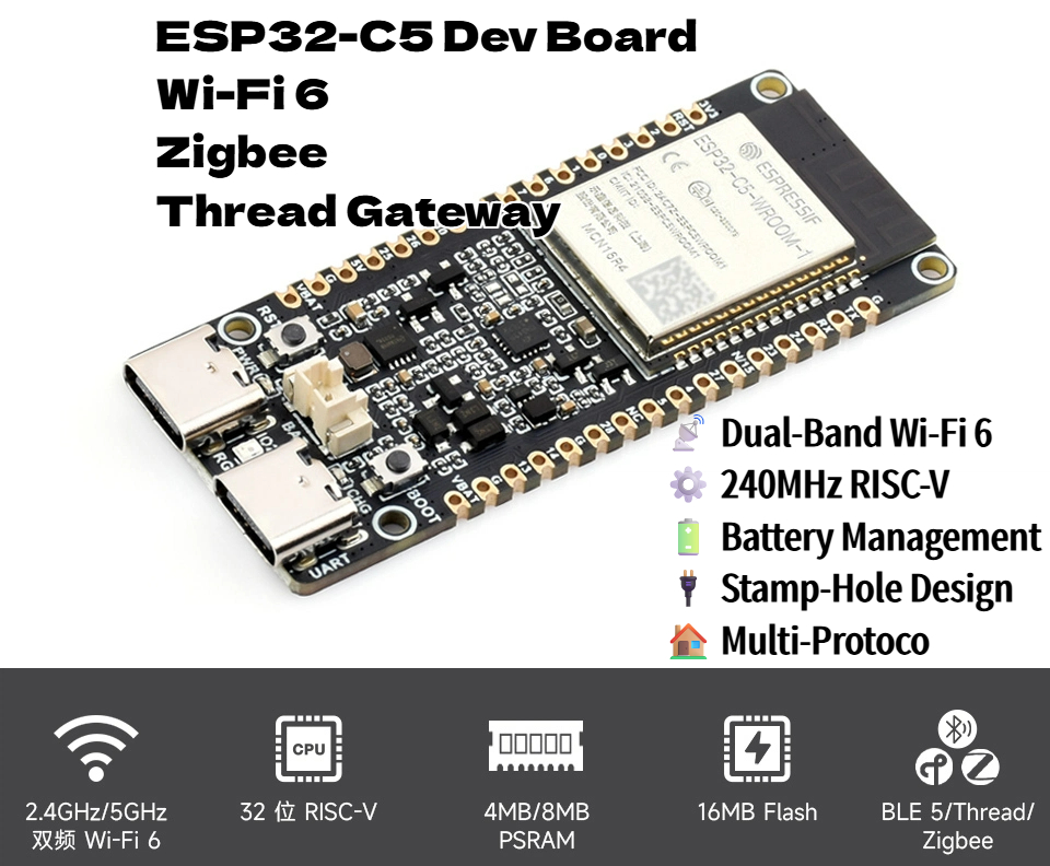 ESP32-C5 Dual-Band Wi-Fi 6 & B - Matter Hub Thread 评论和价格